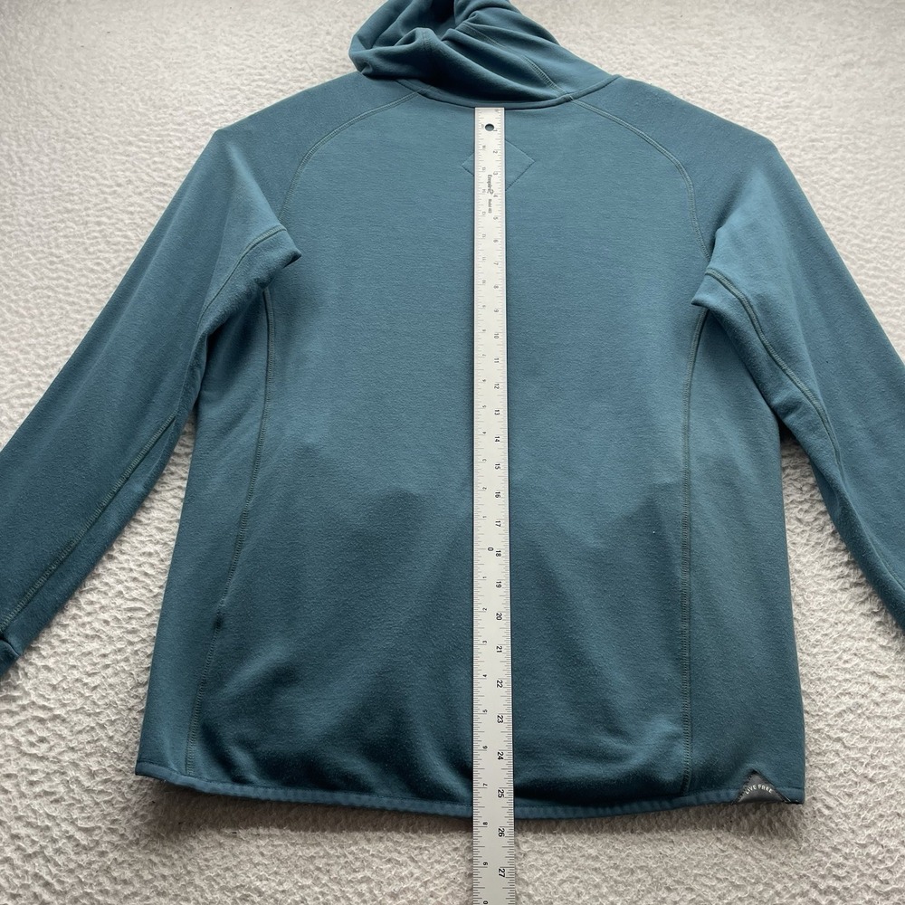 Free Fly Hoodie Mens Small S Bamboo Thermal Fleece Full Zip Pocket Teal Blue - Picture 8 of 12
